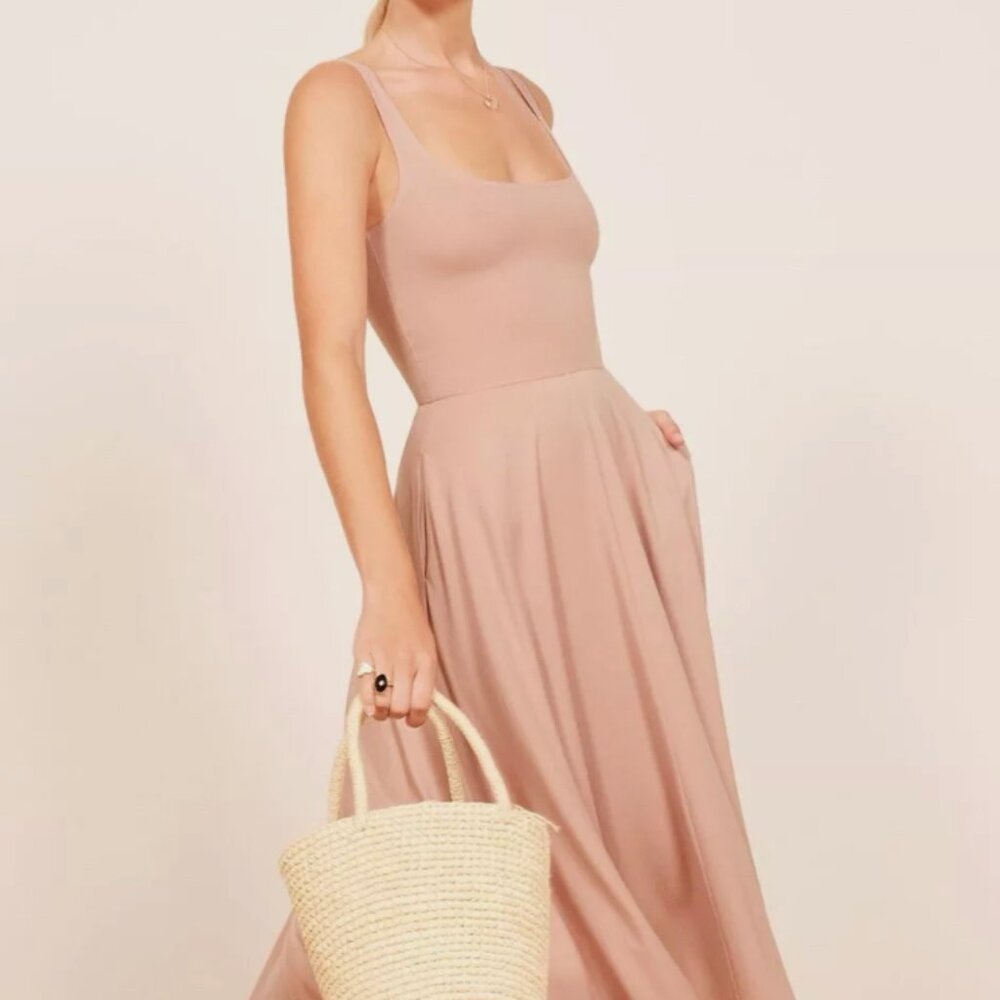 Reformation Womens Rou Knit Midi Dress Blush Pink Size XS